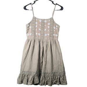 Patrons Of Peace Womens Dress Forest Green Floral Lined Sleeveless Small